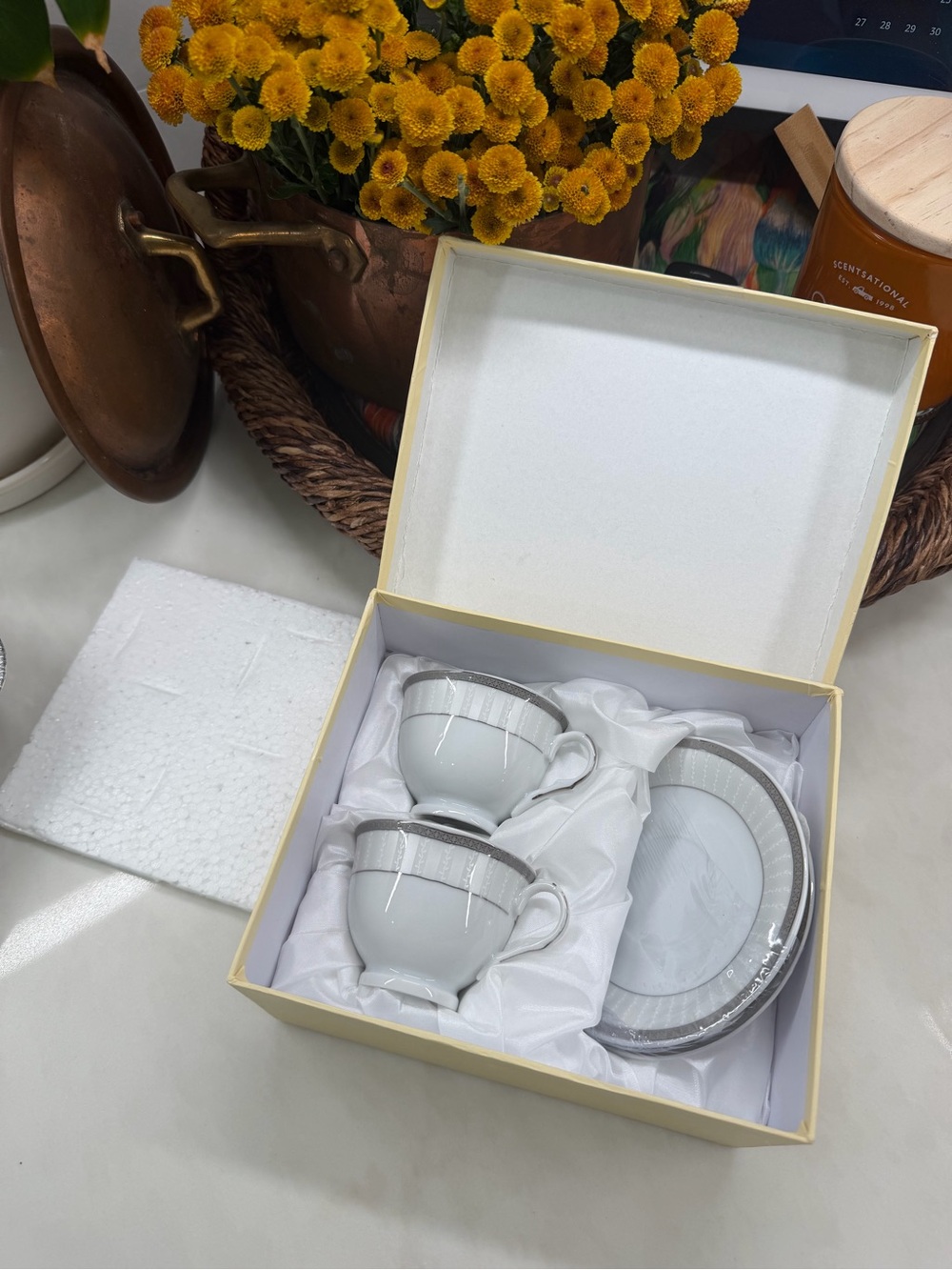 Fine China Espresso Set for Two, Made In Italy